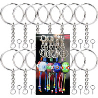 Diy Crafts Pack Of 20 Pcs, Silver Combo Set With Eye Pins, Metal Split Key Ring With Chain And Open Jump Ring And Screw Eye Pins Nickel Plated Keyc(Pack Of 20 Pcs, Silver Combo Set With Eye Pins)