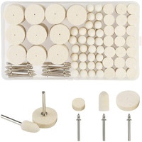 Diy Crafts Mix Wool Felt Polishing Pad And Ceramic 3 Pieces Felt Mounted Mandrel Set Grinding Head Buffing Wheel For Rotary Tools Jewelry; Glass; Metal (Pack Of 20, Off White)