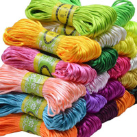 Diy Crafts Chinese Knot Satin Nylon Braided Cord Macrame Beading Rattail Cords Gifts Wrap Multi-Colored Findings Beading Thread Combo Mix Colour (Pack Of 50 Meter, 8 Shade Mix Combo Pack)