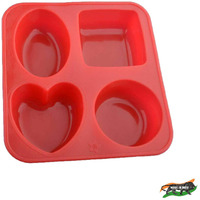 Zooy Silicone Circle, Square, Heart And Oval Shape Chocolate Soap Mould Baking Mould Soap (Multi-Color, Pack Of 1)
