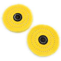Aone Polishing Yellow Muslin Cloth Buff 4"X50 Folds 2Pc Stitched Buffing Wheel With Leather Hub To Polish & Buff Gold, Silver & Other Metals For Jewellery, Watchmaking, Hobby Craft For Bench Grinder