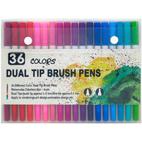 Worison Dual Tip Brush Marker Pens Artistic Watercolor 36 Brush Tip With Fine Line 0.4Mm And Markers Pen With 1-2 Mm Tip For Writing Drawing Coloring, Multicolor