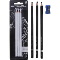 Worison 3 Pcs White And 3 Pcs Black Charcoal Pencils Combo Set For Sketching Drawing And Other Artistic Work