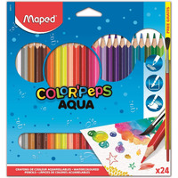 Maped Color'Peps Water Color Pencil Set - Pack Of 24 | Colour Pencils | Pencil Colours | Water Colour Pencils | Pencil And Brush | Colouring Set