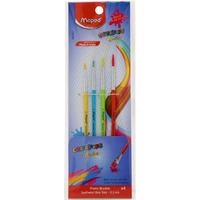 Maped Color'Peps Plastic Handle Synthetic Hair Round Brushes (Set Of 4)
