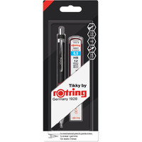 Rotring Tikky Black Barrel 0.50Mm Mechanical Pencil, Spare Leads And Eraser