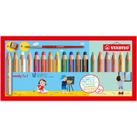 Stabilo Multi-Talented Pencil Woody Pastel 3-In-1 Wallet Of 18 Assorted Colours + Sharpener, Extra Large
