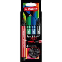 Stabilo Pen 68 Max - Arty - Premium Fibre-Tip Pen With Chisel Tip - Pack Of 4 - Assorted Colours