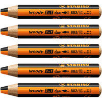 Stabilo Multi-Talented Pencil Woody 3 In 1 Duo - Pack Of 5 - Orange/Black