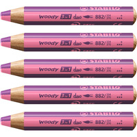Stabilo Multi-Talented Pencil Woody 3 In 1 Duo - Pack Of 5 - Pink/Lilac
