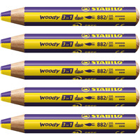 Stabilo Multi-Talented Pencil Woody 3 In 1 Duo - Pack Of 5 - Yellow/Violet