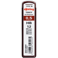 Rotring Tikky 0.5 Hb High-Polymer Fine Replacement Leads For Mechanical Pencil For Sketches Drawing Writing | Pack Of 10 | 120 Leads