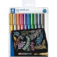 Staedtler 8323 Tb10 Metallic Pens, Wallet Of 10 Assorted Colours