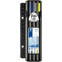 Staedtler Triplus Office Fine Point Tip Set In Black Box (334,437,774 25,362) With A Ruler