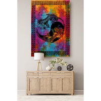 Handicraft-Palace Dragon Yin Yang Mandala Printed Office/Home/Room/Hall/Party Decorative Tapestry Multi Tie Dye Cotton Poster Wall Decor Wall Hanging Wall Decorative Hanging Small Tapestry