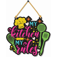 Aps Art Plus Store My Kitchen My Rules, Kitchen Wall Decorative Hanging, Kitchen Wall Decorative Quote Wall Hanging