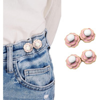 Zurato 2Pc Set Hook Waist Tightener Button For Jeans, Adjustable Waist Button Set, Button For Jeans To Make Tighter, Instant Jeans Button Pins For Pants Jeans Skirts, No Sewing Required (Pink)