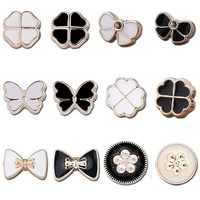 Zurato Brooch Pins For Women Cover Up Button Pins Instant Button Jeans Button Pins Women Shirt Safety Brooch Enamel Pins Pearl Brooch Buttons For Diy Clothing Dress Coat (12Pcs Set Black & White)