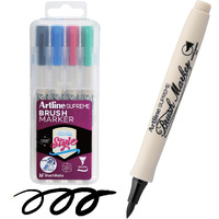Artline Supreme Brush Marker Assorted Pack Of 4 (Red,Blue,Black,Green) By Anmol Art & Frames