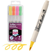 Artline Supreme Brush Marker Assorted Pack Of 4 (Fl.Yellow,Fl.Orange,Fl.Pink,Fl.Green) By Anmol Art & Frames