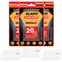Klapit Super Strip Gripzilla 1 Inch Pre-Cut Heavy Duty, Double Sided Squares Holds 9Kg Clear Waterproof Nano Tape, Strong Adhesion Instant Use - Wall Wood Tile Glass Metal Stone, Indoor Outdoor 48Pc