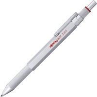 Rotring 600 3-In-1 Multicolour Pen And Mechanical Pencil Black & Red Ballpoint Pen Tips 1 Mechanical Pencil Tip (0.5Mm) Silver Barrel