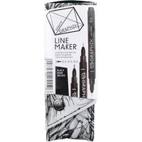 Derwent Graphic Line Maker Drawing Pen Set, Pack Of 3 (Black)
