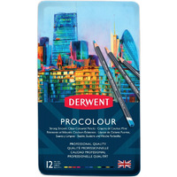 Derwent Procolour Colouring Pencils Tin, Drawing & Writing, Ideal For Colouring, Wax- Based, Professional Quality - 2302505 (Set Of 12), Ink Black