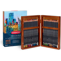 Derwent Procolour Colouring Pencils Wooden Gift Box Set, Drawing & Writing, Ideal For Colouring, Wax- Based, Professional Quality - 2302585 (Set Of 24)
