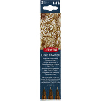 Derwent Line Maker Drawing Pens Superfine Free-Flowing Permanent Liners, Sepia (Set Of 3)