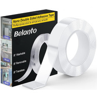 Belanto Heavy Duty Double Sided Tape,Clear Adhesive Two Sided Grip Tape,Multipurpose Removable Traceless Mounting Tape For Wall,Kitchen,Home Dcor & Diy,Washable Reusable Strong Sticky Strips Tape