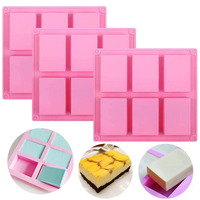 Silicone Soap Molds Set Of 3, 6 Cavities Diy Handmade Soap Moulds - Cake Pan Molds For Baking, Biscuit Chocolate Mold, Silicone Soap Bar Mold For Homemade Craft, Ice Cube Tray