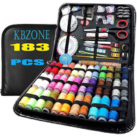 Sewing Kit 183 Pcs Diy Sewing Supplies With 38 Xl Thread Spools, Scissors, Needles, Pins, For Home,Travel, School, Beginner, Adults,Emergency Accessories With All In One Portable Leather Carrying Case