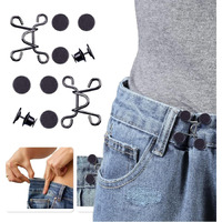Tonity 2 Sets Of Adjustable Waist Buttons For Pants, Instant Jeans Button Pins Pant Waist Tightener Adjuster Detachable Pin Buttons For Loose Jeans, Skirts (Black Flat)