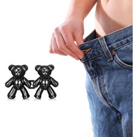 Tonitycute Bear Jeans Button Pins No Sew Detachable Waist Body Fit Tighten Buckles Perfect Girl's Gifts For Women Skirt Pant Jeans, Metal Pack Of 1 Pair (T-Toy Black-1)