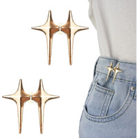 Tonity Jeans Button, Adjustable Star Button For Jeans, Detachable Decorative Waist Buckles, Perfect Fit Tighten Waist Adjustment Instant Button Pins For Pants (Gold 2 Psc)