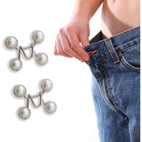 Kichker Adjustable Jeans Button PinNo Need To Sew Jeans Button Needles-Waist Jeans Button Tightener For Women Man. (A-2 Set White)