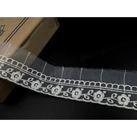 Orient Lace Craft White Organza Lace And Border Material For Suits,Saree(2.7 Cm) Qty 10 Yards,Used As Trims,Embroidery Lace,Applique,Sewing Supplies,Cotton Lace Work,Dupatta Lacebridal,Diy.