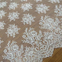 Orient Lace Craft White Chantilly Net Scallop Lace Fabric Nylon Floral Eyelash Fabric For Gown, Sewing Dress Skirt Decor Diy Handicrafts 3 Mtr Width 60 Inch