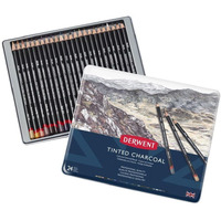 Derwent Tinted Charcoal Drawing Pencils Blister, Watersoluble Pencils, Ideal For Smuding And Blending, Professional Quality - 2301691 (Set Of 24)