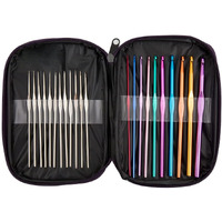 Cutebox 22Pcs Mixed Aluminum Handle Crochet Hooks, Ergonomic Knitting Knit Needles, Weave Yarn Set, 0.6~6.5Mm