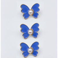 Zebroc Adjustable Buttons For Loose Jeans Pant Tightener Clip, Detachable Waist Buckles For Loose Jeans Jeans Fitting Clips For Women, No Sew And No Tools Detachable Decorative Waist Buckle (Gold, Blue Butterfly Pack Of 3)