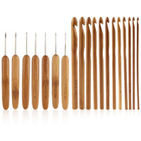Fancyku 20 Sizes Bamboo Crochet Hooks Knitting Needles Craft Sewing Tools Knitting Yarn With Purple Case