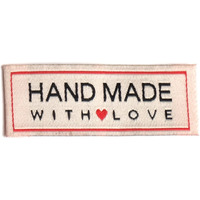 Atmiyamart Handmade With Love Clothing Tag, Craft Art Fashion Woven Ribbon Ribbons Tag For Clothing Sewing Sew On Clothes Garment Fabric Material Woven Label Labels Tags, White(20X65Mm) 100Pcs