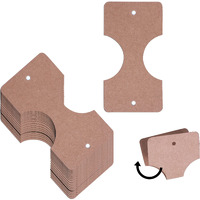 Zenomia Hanging Blank Bracelet Necklace/Earring Folding Display Card In Brown Kraft Paper For Accessories And Jewelry 50Pcs (4.1X2.2 Inch)
