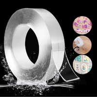 2V Brothers 3Mm Grip Tap Double Side Washable Nano Gel Tape Heavy Duty Reusable Clear Adhesive Tape Mounting Home Decor Paste Photos And Posters Fix Carpet Mats Anti-Slip Tape