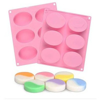 Ality 6-Cavity Silicone Mould For Soap Making, Loaf, Muffins - Pack Of 1, Pink