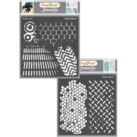 Craftreat Diamond Stencil - Distressed Patterns And Diamond Hive Stencil (2Pcs) - Size: 6X6 Inches - Pattern Work Stencils - Stencil Pattern For Fabric - Pattern Stencils For Art And Design