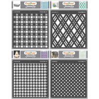 Craftreat Geometric Pattern Stencils For Craft And Art - Shepherds Check, Double Diamond, Houndstooth And Bold Polka Dots Stencil (4 Pcs) - Size: 6X6 Inches - Geometric Stencil Design