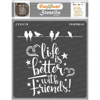 Craftreat Quotes Stencil - Better With Friends - Size: 6X6 Inches - Quotes Wall Stencil